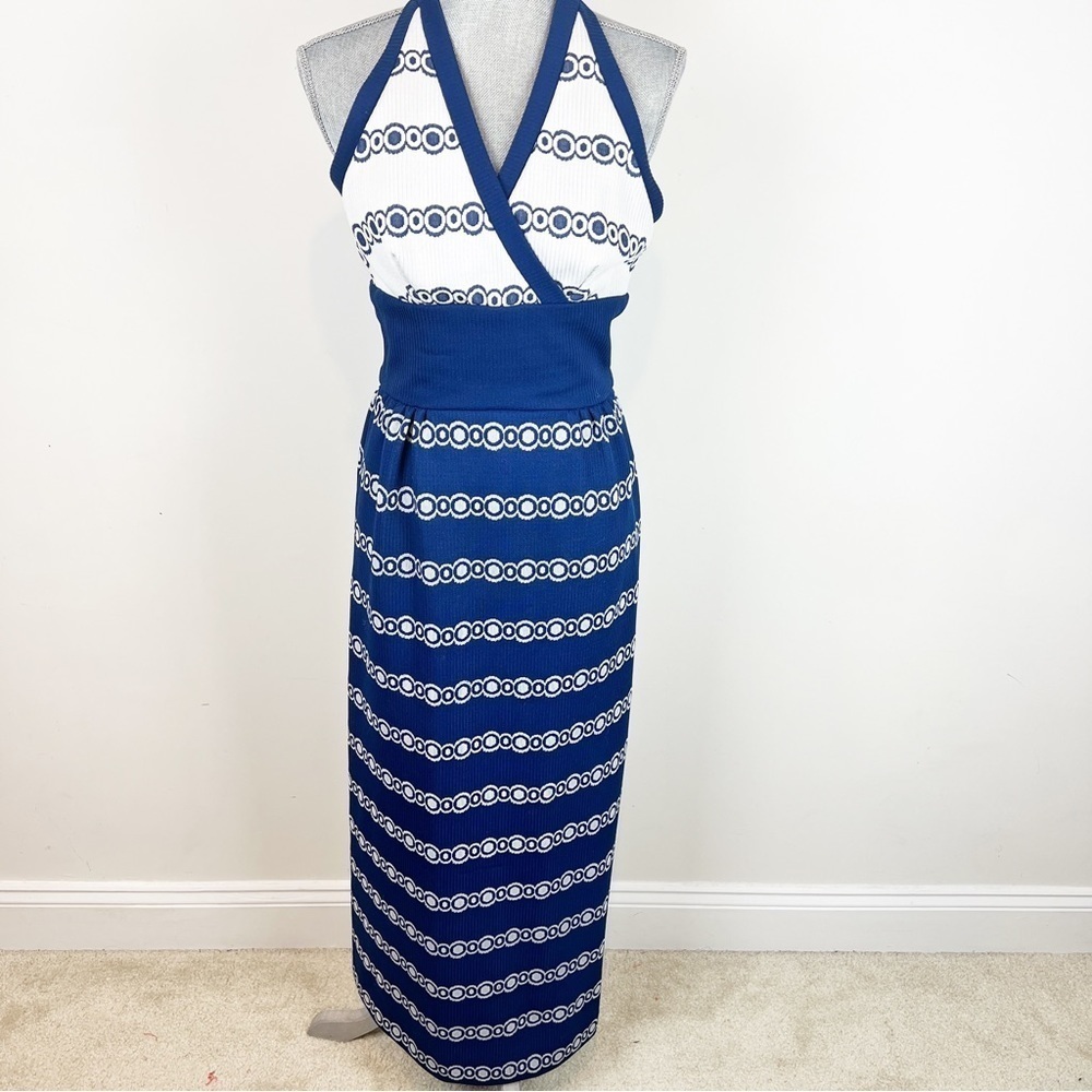 Vintage Gay Gibson Maxi Dress size XS Blue White
